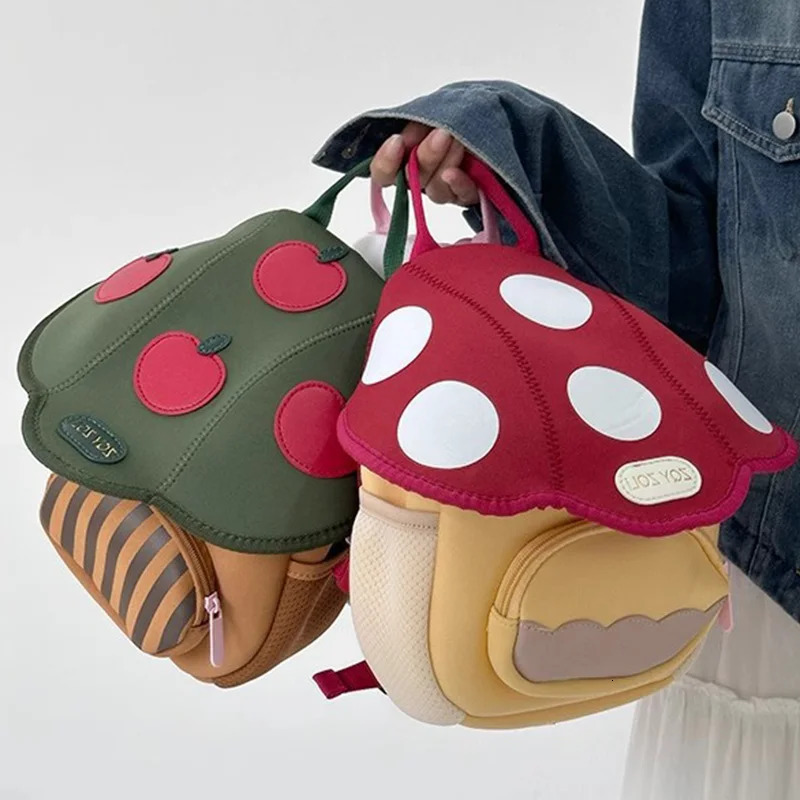 Kid Backpack Cute Mushroom Apple Kindergarten Cartoon Pink Mini Travel Bag Schoolbag Preschool Gift for Toddler Girl Boy 36 260311