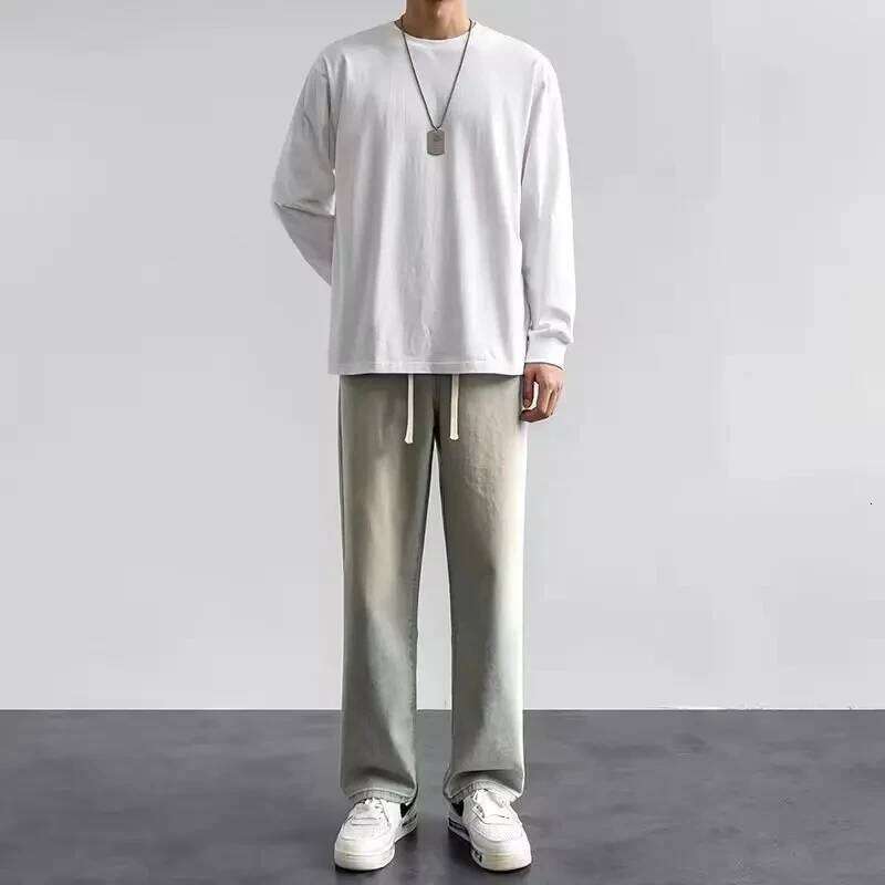 New Streetwear Jeans Men Korean Style Fashion Loose Straight Wide Leg Pants Men's Brand Clothing Black Light Blue 3XL 26Y0312