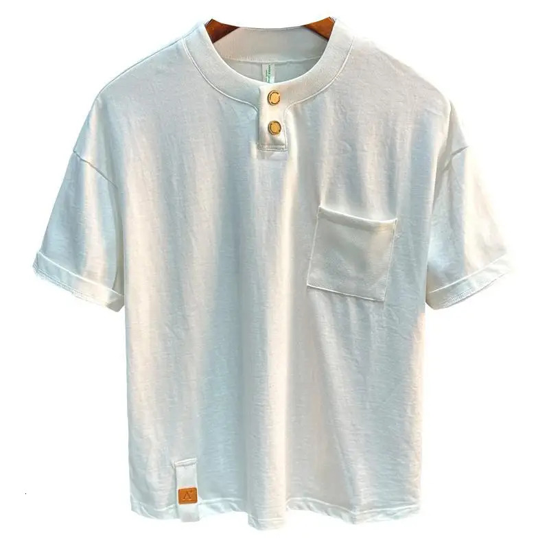 Solid color simple short sleeved Tshirt for mens summer 2025 fashion outfit loose top 260228