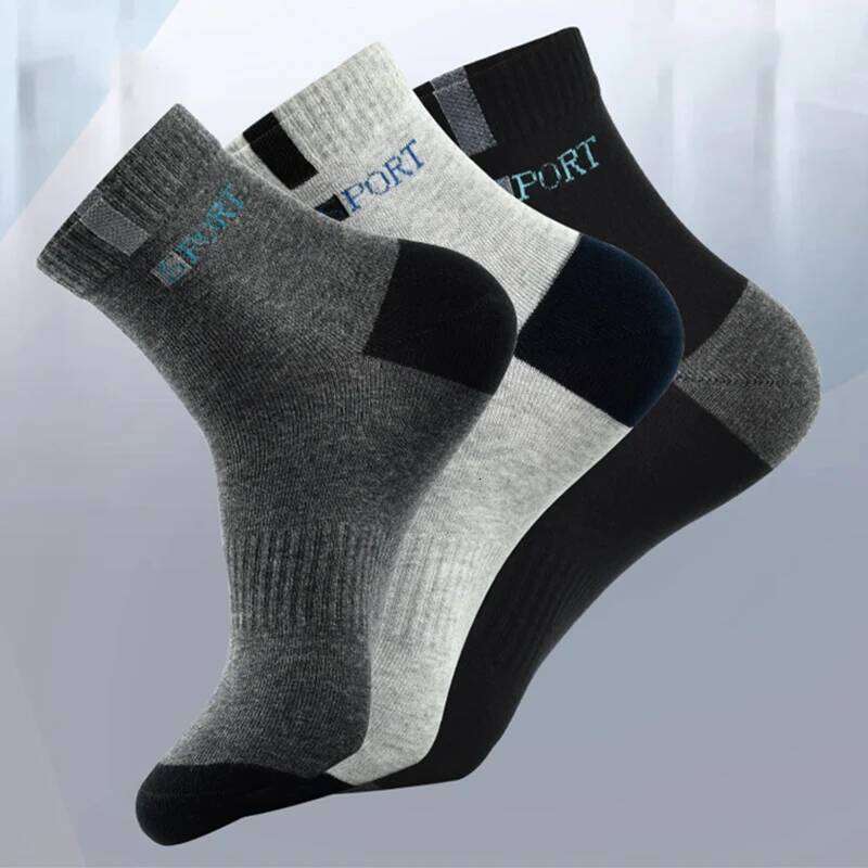 5Pairs Winter Bamboo Fiber Men's Cotton Letter Sports Sock Breathable Deodorant Business Socks Size 37-45 Sox Z260312