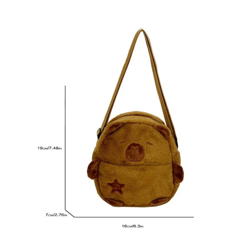 Cute Cartoon Capybara Crossbody Phone Bags for Girls Plush Lightweight Small Shoulder Bag Zipper Chest Children 260311