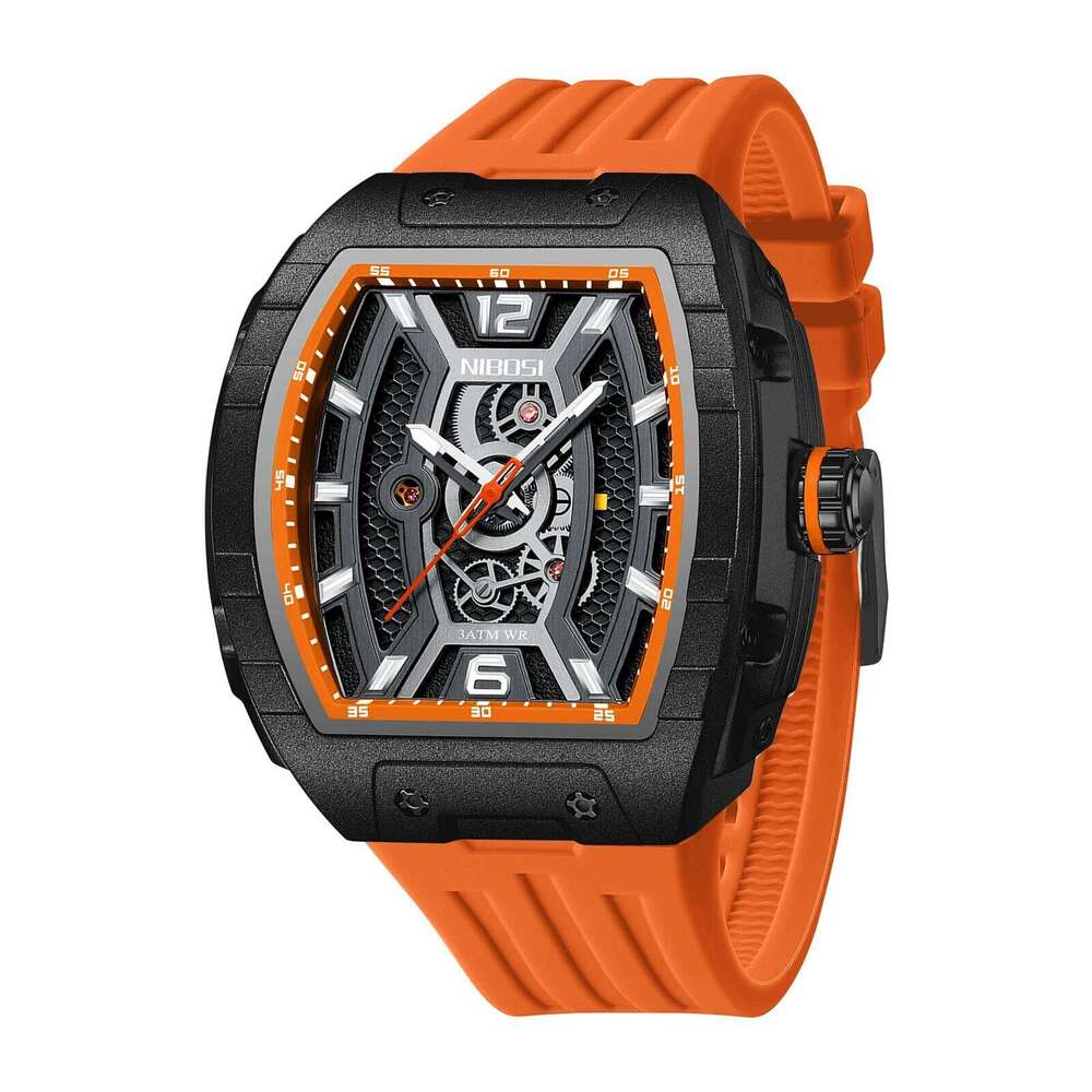 NIBOSI for Analog Waterproof Fashion Punk Chronograph Mens Watches Luxury Skeleton Sport Men Watch