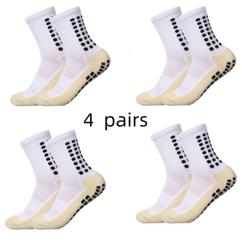 4 pairs of men's soccer non-slip grip pad football basketball socks Z260312
