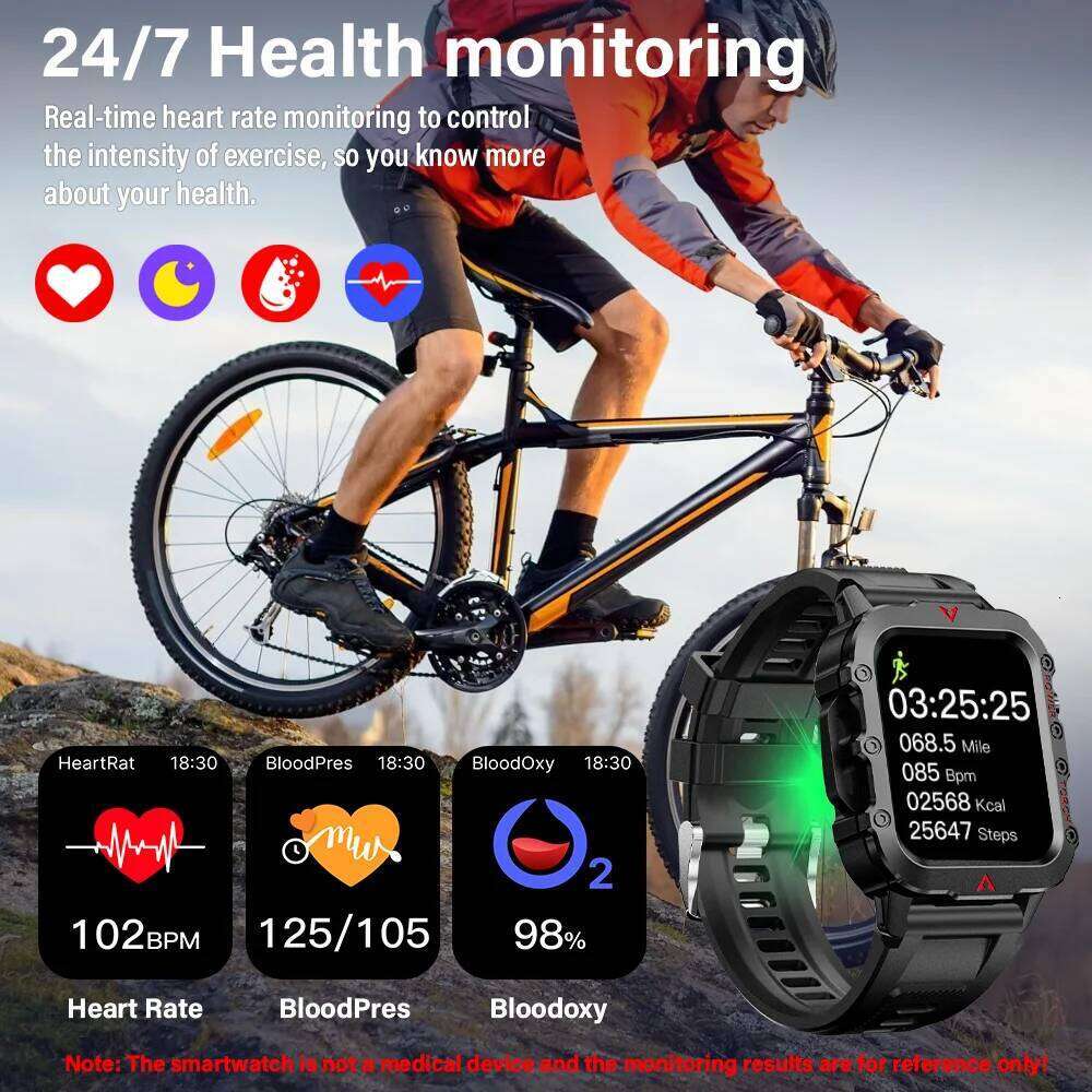 LAXASFIT Sports LED Flashlight Music Player Fitness Tracking Bluetooth Calling Sleep Monitoring 2025 New Smart Watch