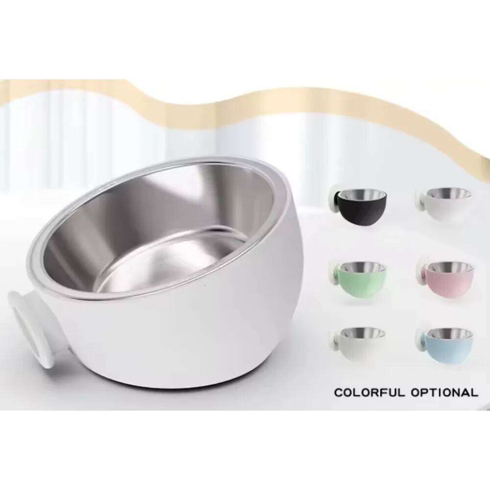 1 Pcs Wall Mount Stainless Steel Dog Bowls Anti Spill Pet Food Dishes Elevated Cat Bowl Dishwasher Safe Rustproof 26Y0312