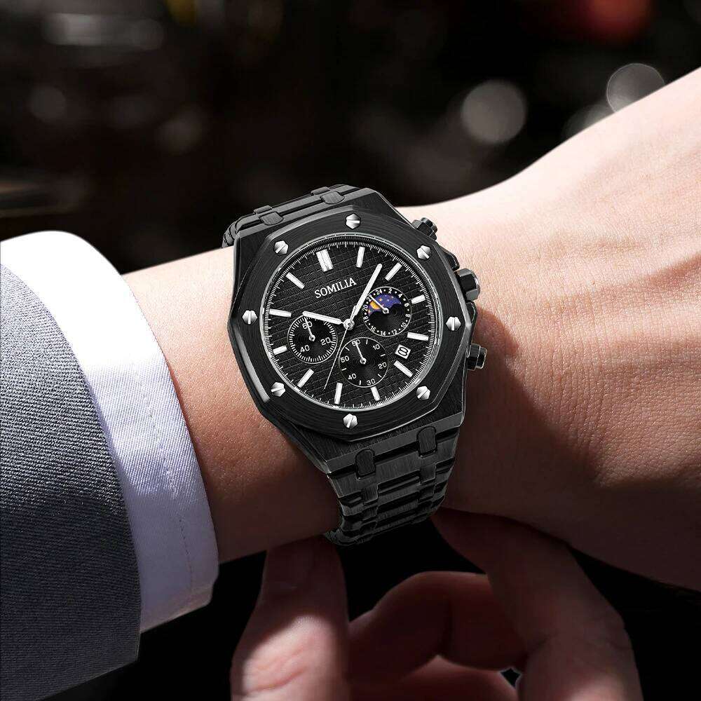 SOMILIA 2311 Fashion Three Eye Six Pin with Waterproof and Luminous Steel Strip, Business Men's Quartz Watch