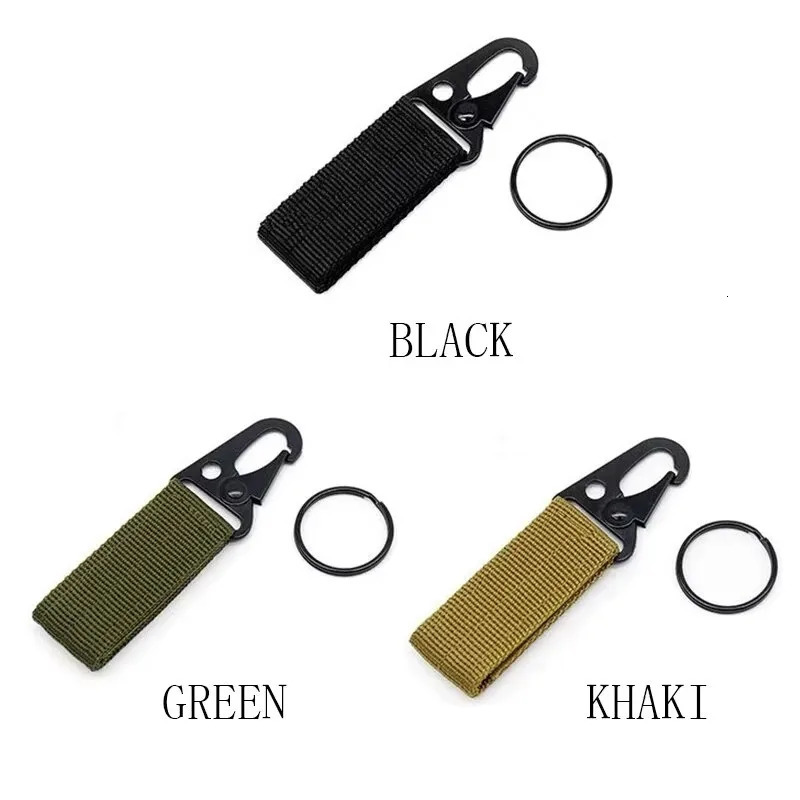 1pc Hanging Buckle Molle Nylon Webbing Carabiner Belt Triangle Keychain for Outdoor Climbing Camping Tool Accessory 260228