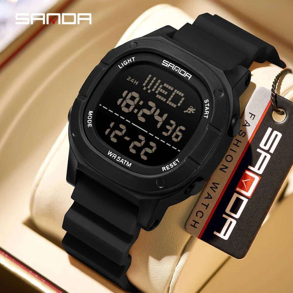 SANDA 9078 New Fashionable Men's Electronic Alarm Clock Timer Calendar Shock resistant Sports Leisure Digital Watch 2026