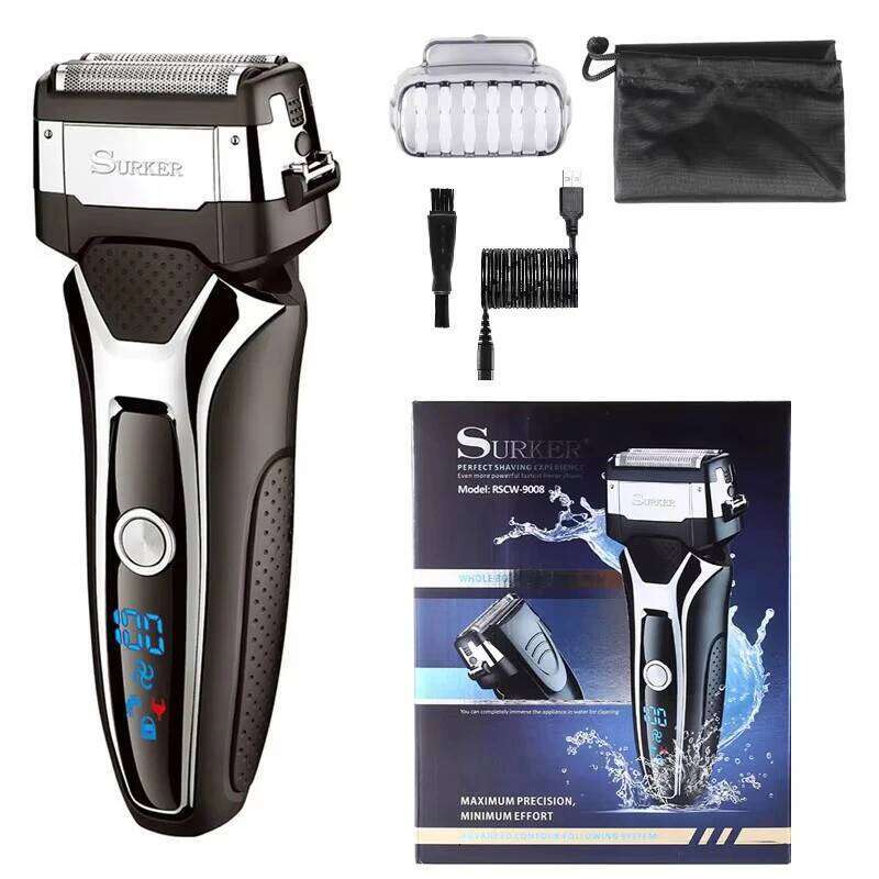 Turbo wet dry face rechargeable foil male groom body shaver beard electric razor for men head shaving machine C260312