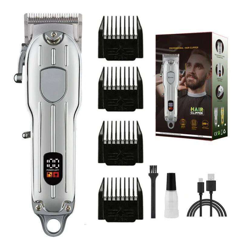 Rechargeable Electric Clipper Powerful Long-Lasting Metal Display Hair Trimmer Professional Shaving Machine Men's Grooming C260312