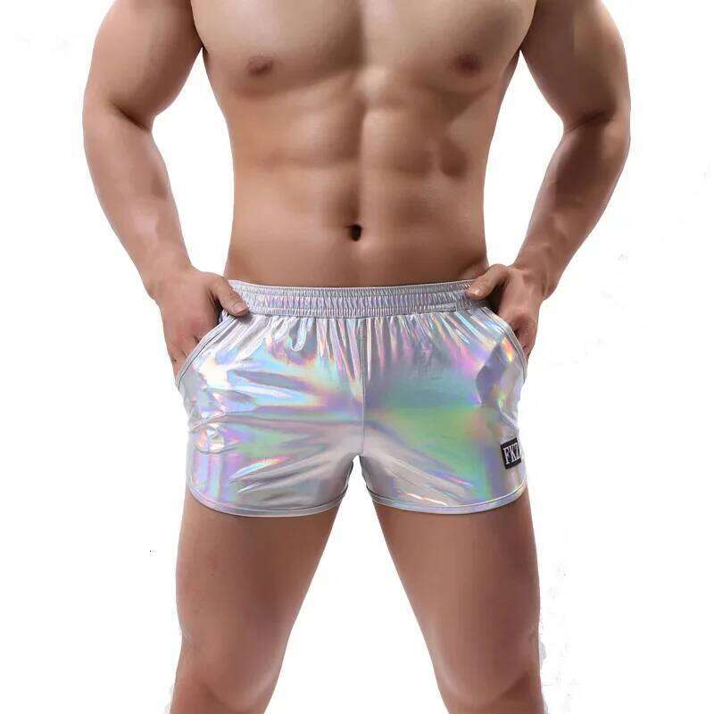 Mens Board Shorts Swimming Trunks Low RiseBikini Swimwear Faux Leather Beachwear Surfing Pants Z260312