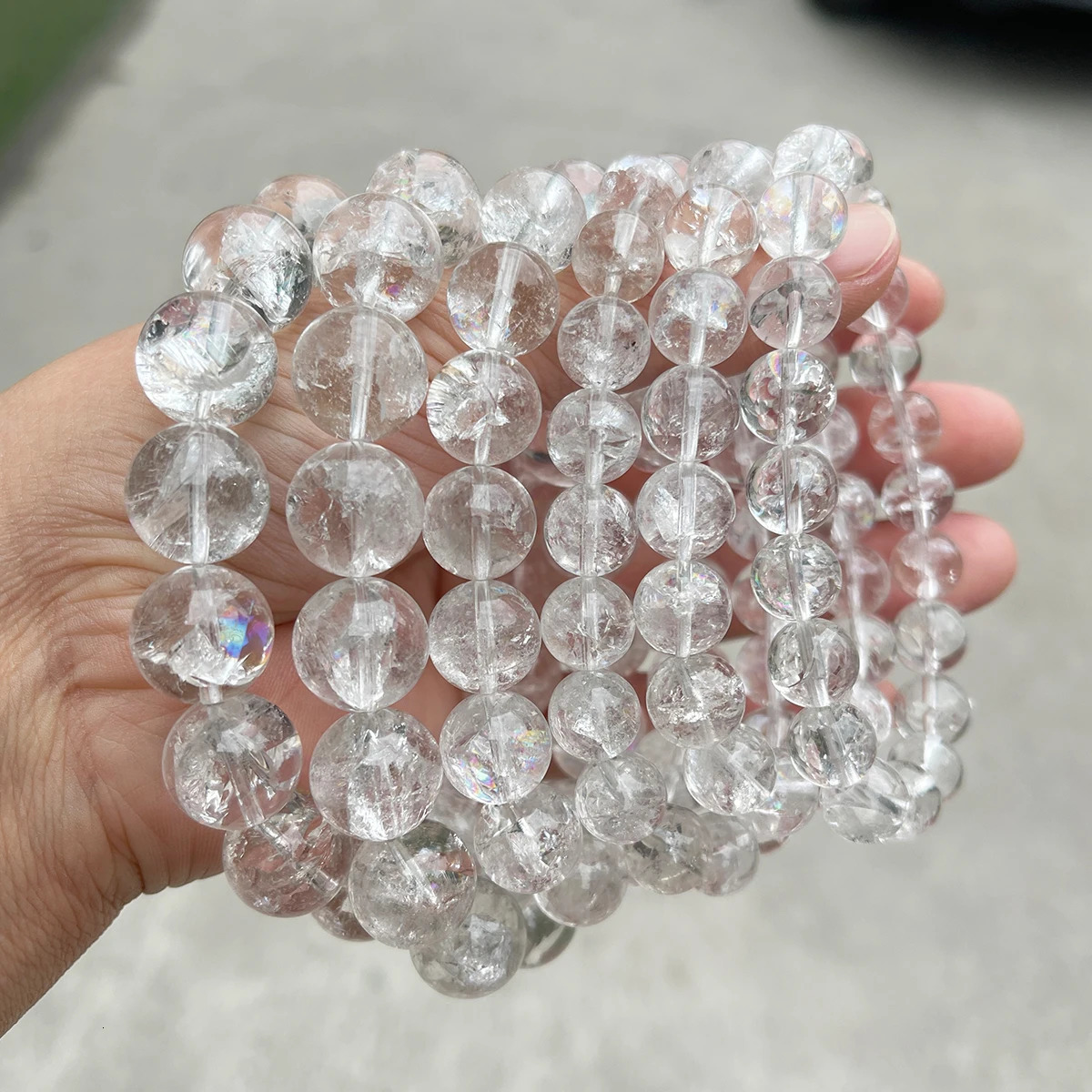 JD Natural Stone Azeztulite Rock Quartz Cracked Crystal Bead Bracelets Women Men Reiki Healing Stretch Jewelry Couple Party Gift 260302