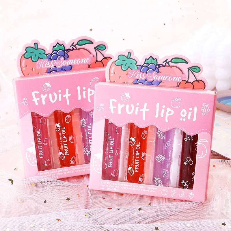 4pcs/1set Fruit Rollerball Lip Oil moisturizing lip balm liquid that prevents chapped lips It comes with a hydrating rollerbal W260311