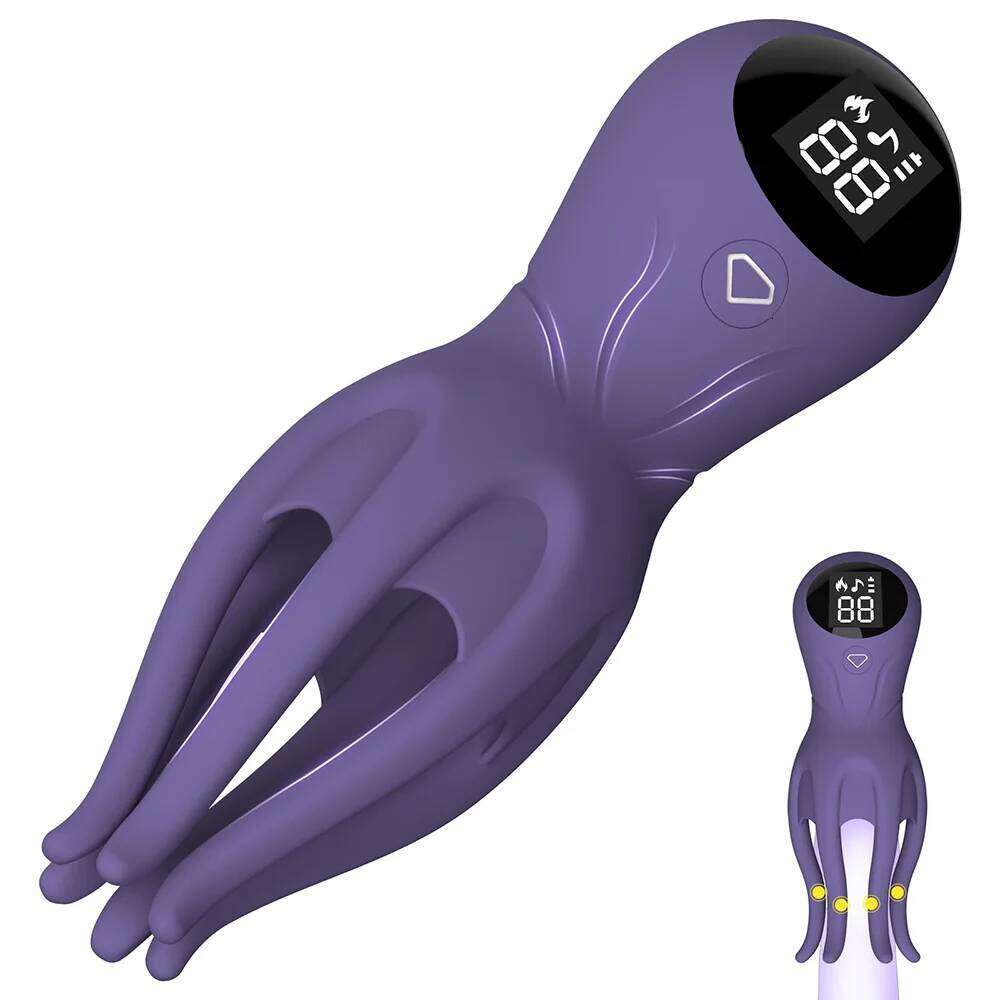 12 Vibration Male Glans Stimulator,Penis Trainer with 6 Tentacle Points,Screen Display,360 Wrapping Glans,Sex Toys for Men Z260312