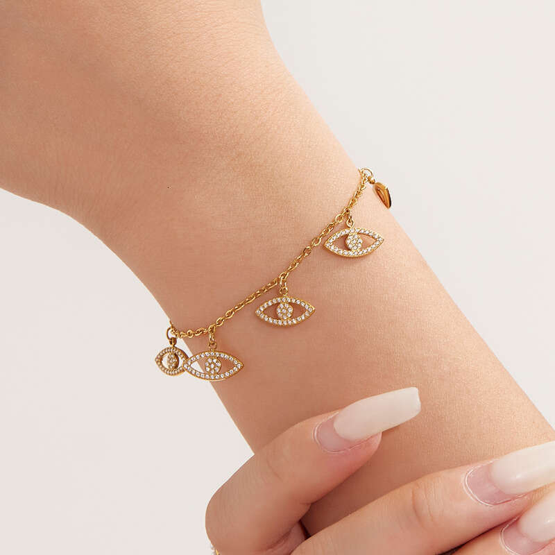 Women's Minimalist Bracelet: INS Style Full Zircon Tassel Women's Bracelet, 18K Real Gold Non-fading Elegant Vintage Daily Jewelry