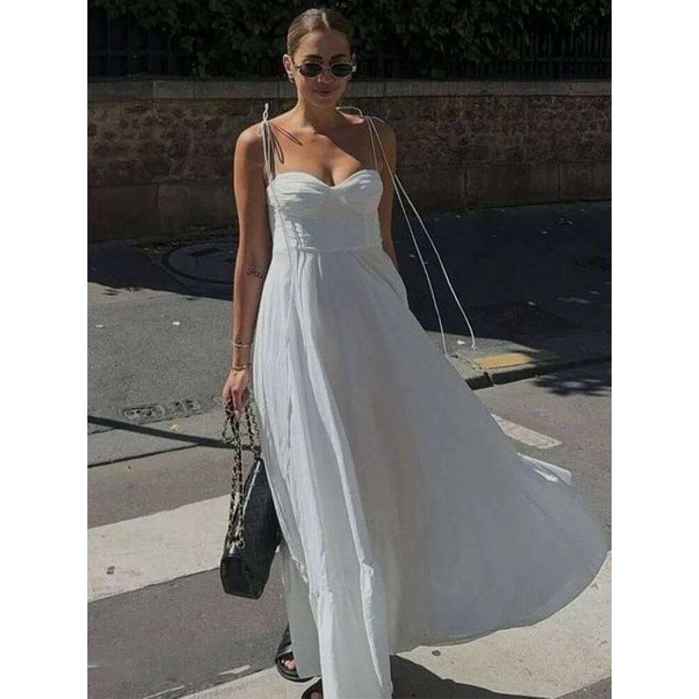 Trendix Soild Suspender Women Street Casual Loose Sexy Off Shoulder Sleeveless Maxi Vacation Party Beach Long Dress C260312