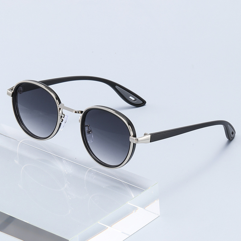 Hot-selling Women with High-end Fashion Metal Round Frame Sunglasses for Men, Unique Street Style UV Protection Glasses