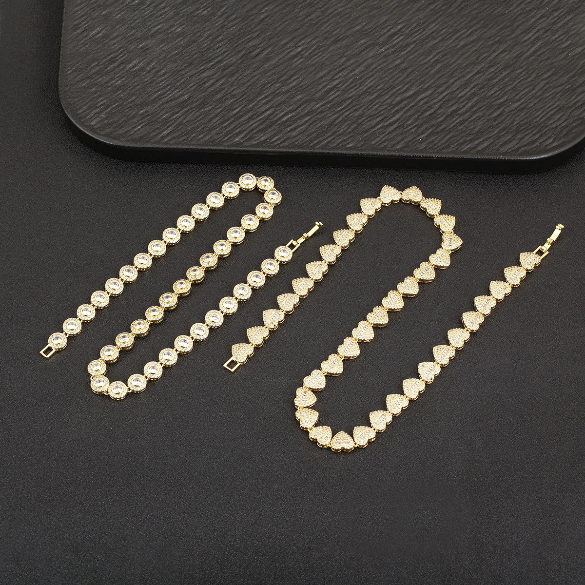 Nidin Arrival Romantic Heart/Round Shape Shiny Crystal Zircon Chain Necklace For Women Female Valentines Day Jewelry Gifts 260311