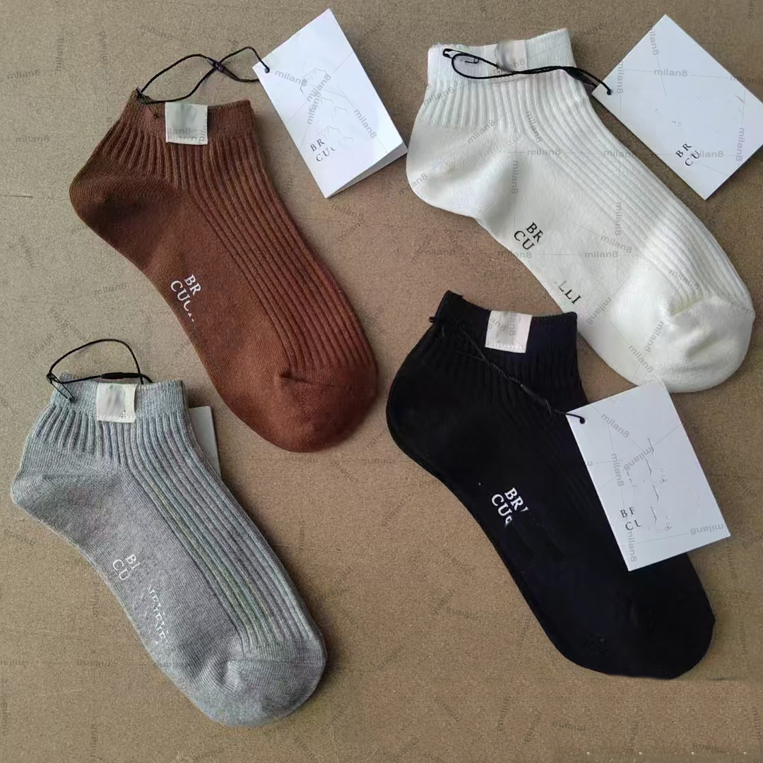 Womens luxury socks BC boats Socks Solid Color Double Needle Cloth Label Fashion Simple Short Socks