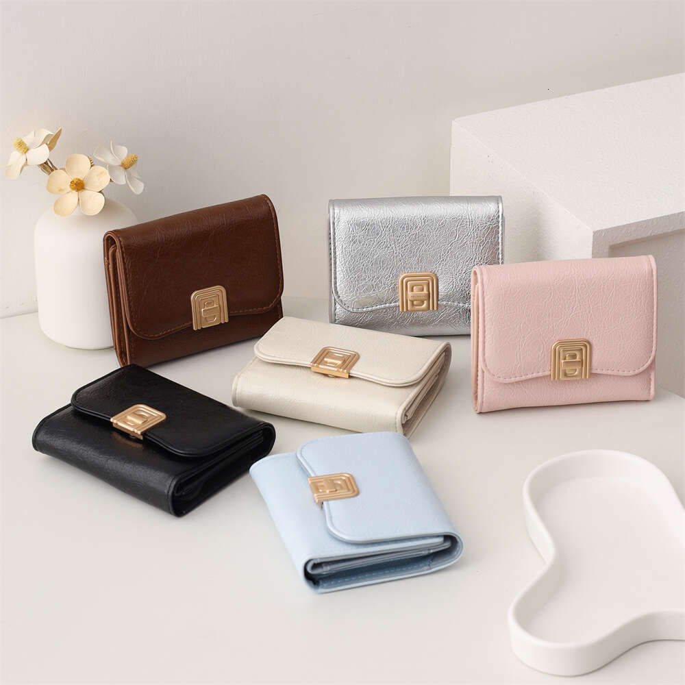 Luxury fashion wallet New High End Short For Women Off Fashionable Leather Wallet Storage Bag Card Holder Mini Student Coin Purse