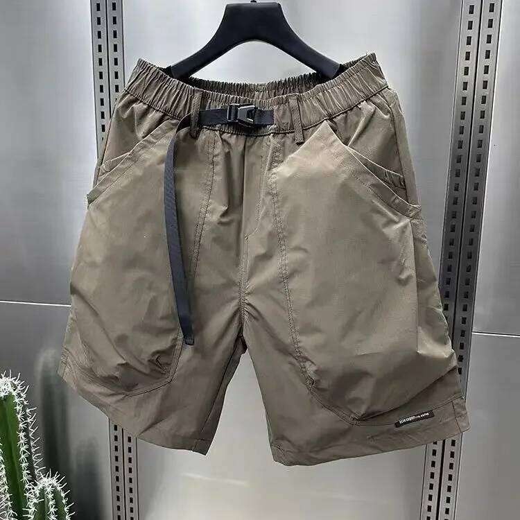 Men's Large Pocket Waistband Work Shorts Summer Thin New Loose Straight Half Middle Pants