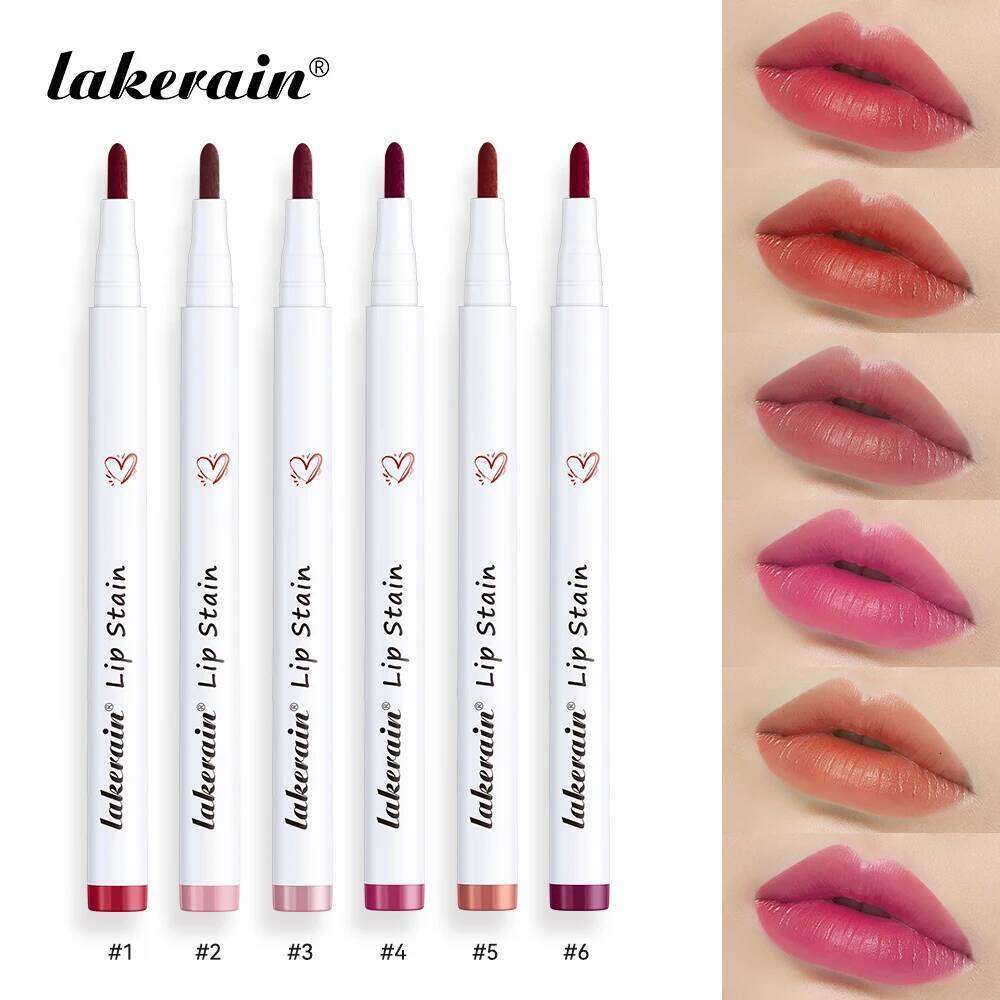 6Colors Stain Pencil Liquid Liner Waterproof Plumping Lip Tint Natural Matte Nude Brown Long Lasting Beauty Makeup Pen W260311