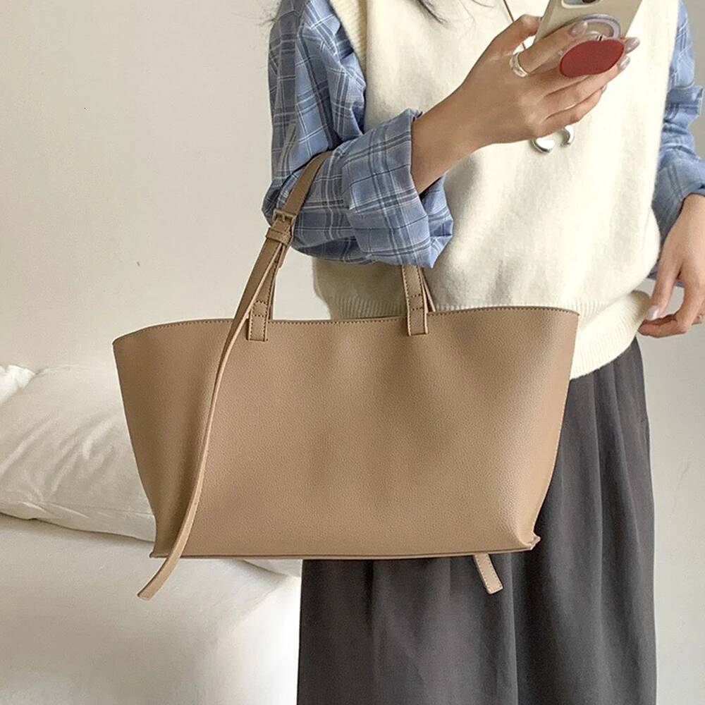 Casual Soft Tote Bag PU Leather Shoulder Bags for Women 2026 NEW High Quality Handbags and Large Shopper Purses