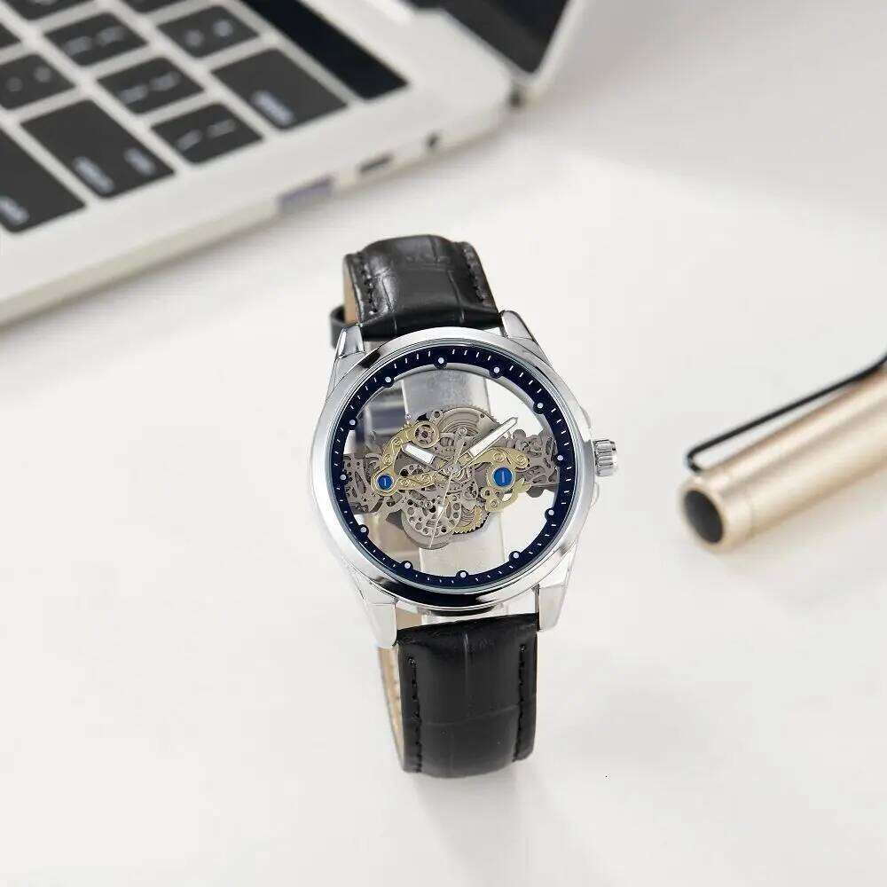 Fashionable casual hollow transparent waterproof night light men's quartz watch relojes para hombres