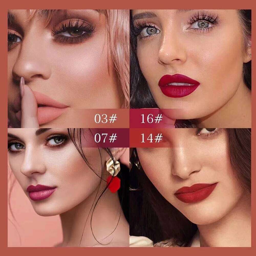 6 Pcs Matte Lipstick Lip Gloss Sets Long-Lasting Non-Fading Waterproof Non-stick Cup Exquisite Gift Everyday Holiday Universal W260311