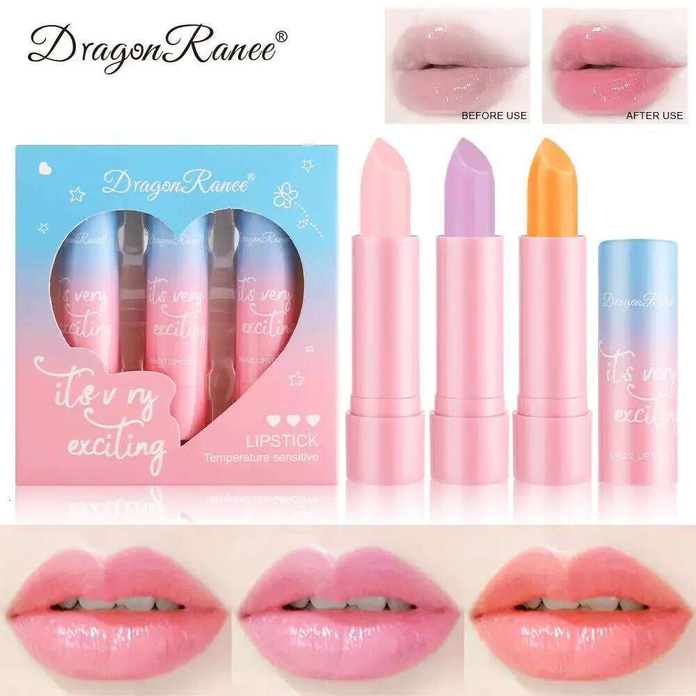 Women Lipstick Set 3pcs Moisturizing Long Lasting Non Transfer Warm Tone Balm Nourishing Lip Color Collection W260311