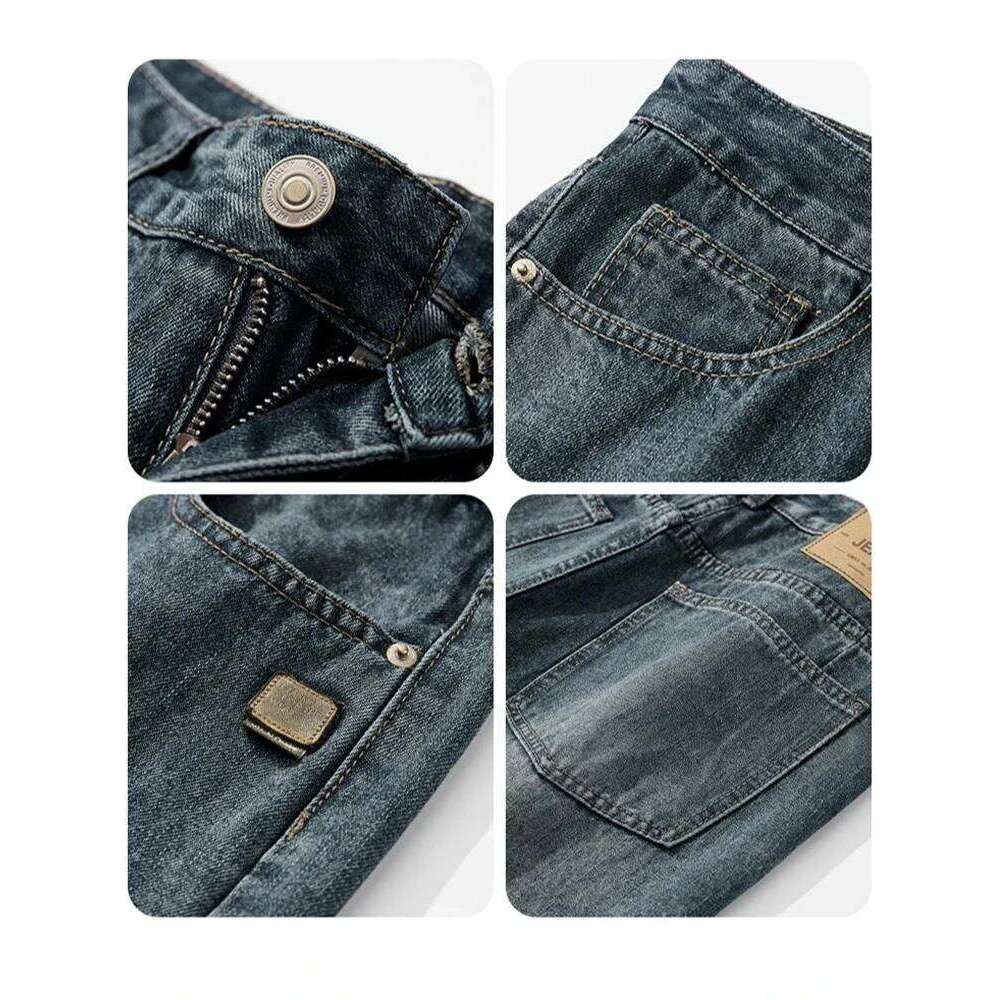 Spring Autumn American Retro Straight Jeans Men Streetwear Korean Fashion Loose Baggy Wide Leg Denim Pants Male Casual Trousers 26Y0312