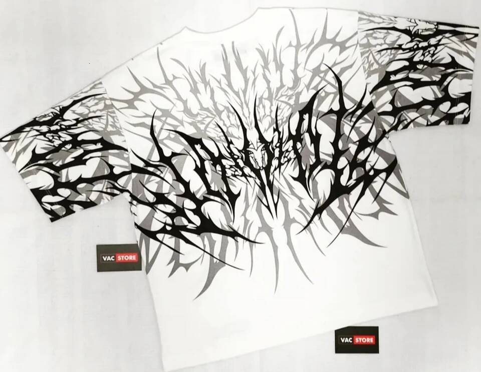 Y2K Cyberpunk Gothic T Shirt Edgy Thorn Texture Print Pure Cotton Streetwear Fashion Graphic Tee Urban Style Comfortable Fit ddmythur