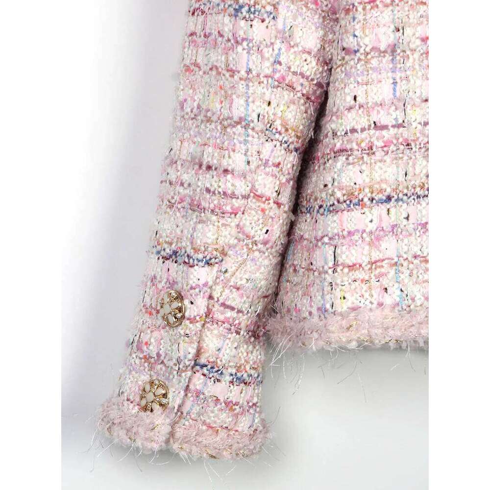 2025 New Style Fashionable Elegant High Luxury Customized Socialite Cherry Blossom Romantic Tweed Braided Jacket
