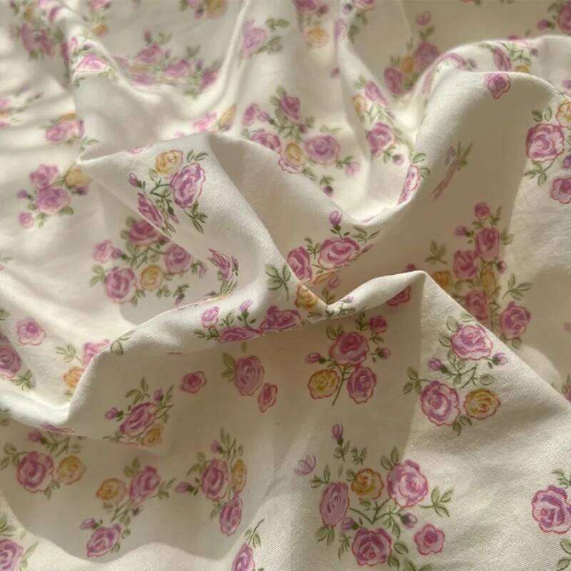 2025 New Korean Small Flower Wash Cotton Four Piece Princess Style Lace Bedding Set 4pcs bed skirt style H260312