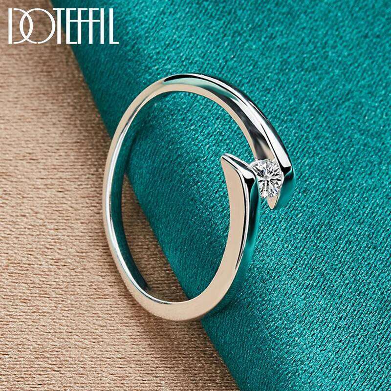 DOTEFFIL 925 Sterling Silver Simple AAAAA Zircon Ring For Woman Fashion Wedding Engagement Party Gift Charm Jewelry H260312