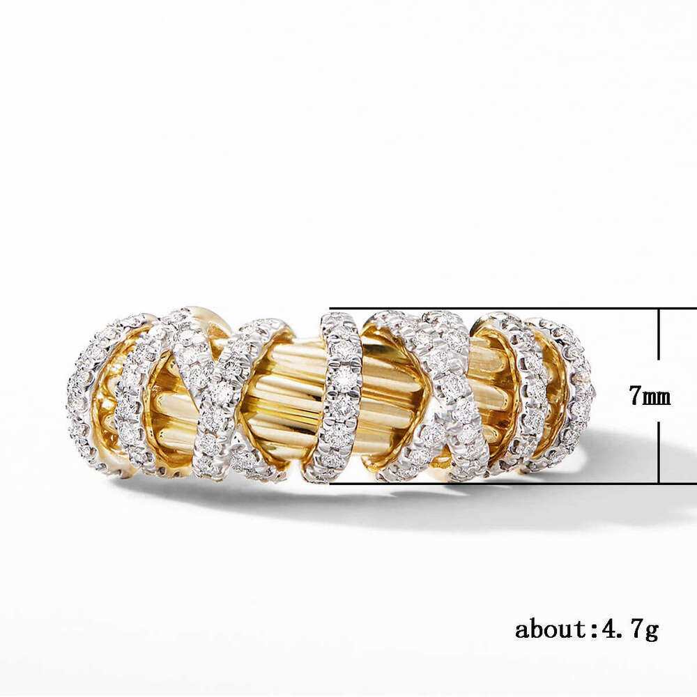 Designer Rings for Women European American Style Geometric Line Crystal Women's Ring Fashion Simple Alloy Ring with Small Diamonds