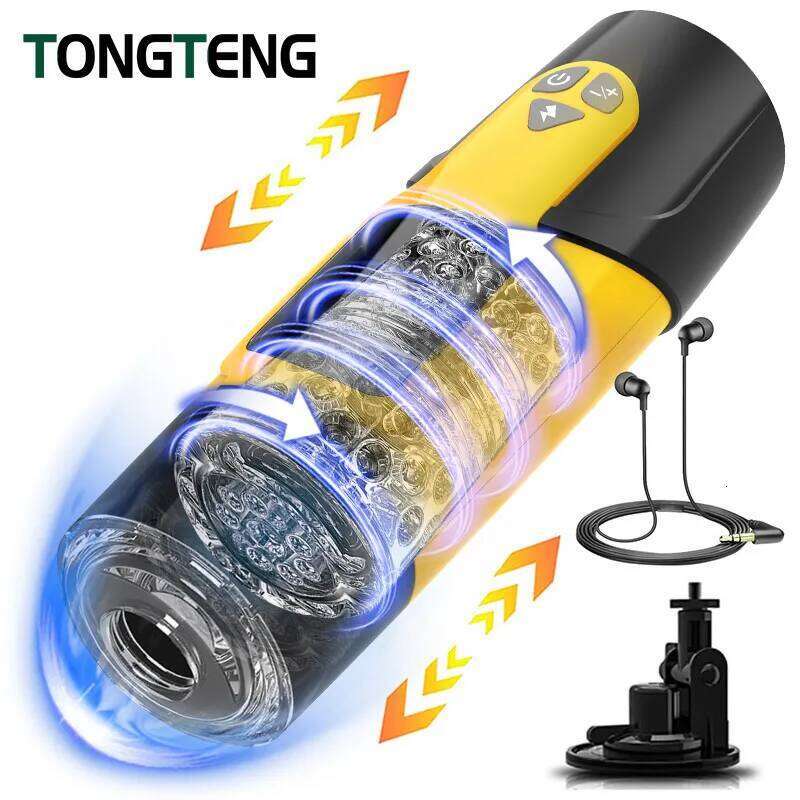 4 IN 1 Male Masturbation Automatic Telescopic Sucking Blowjob Vibrator Masturbator Cup Pussy Real Vagina Sex Toys for Men Z260312
