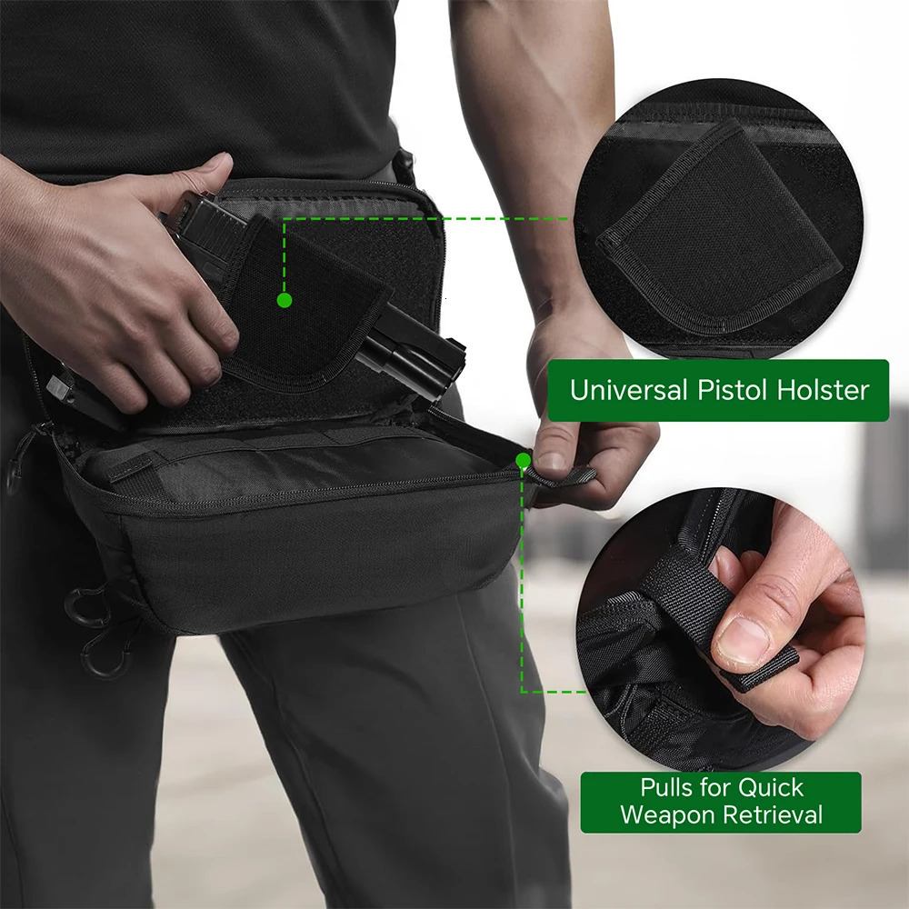 Tactical Waist Bag Concealed Carry Gun Bag Quick Access Handgun Bag Adjustable Waist Belt Fanny Pack with Gun Holster Outdoor 260311 - view 4