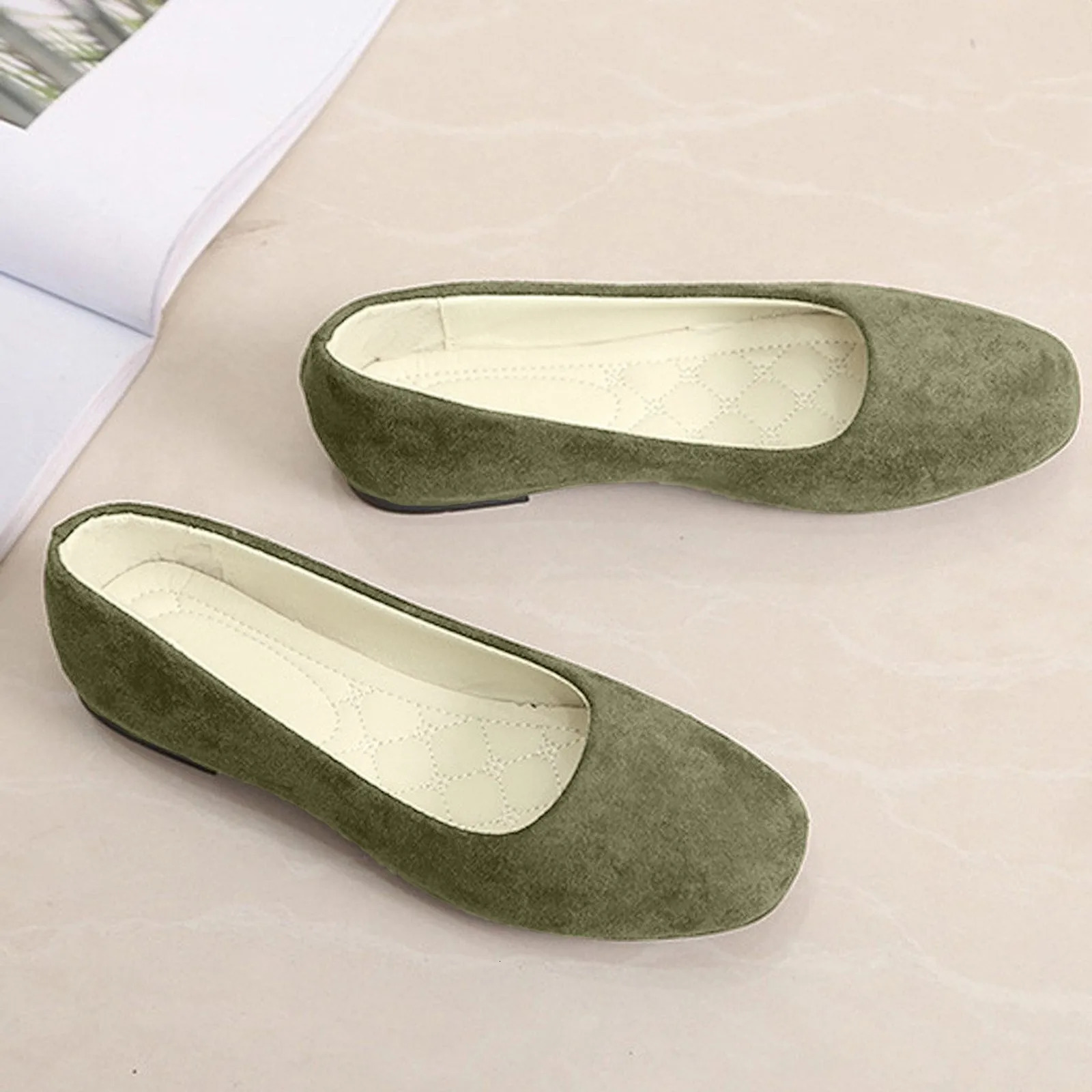 Women Suede Loafers Flat Heel Shallow Female Shoes Spring Summer Square Toe Basic Concise Pumps Size 3643 260306
