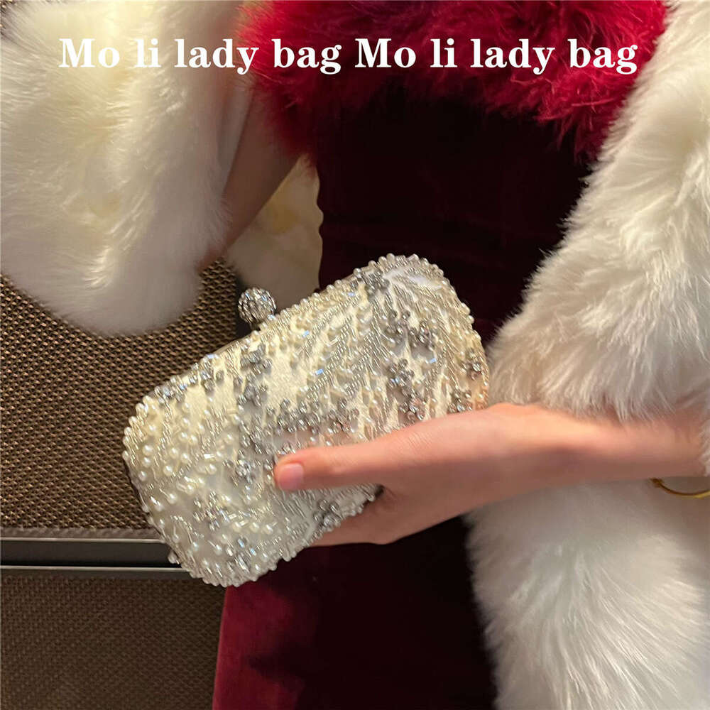 Moli Diamond-Studded Evening Dress Matching Black Clutch Women Pearl Rhinestone Handbag Socialite Cheongsam Bag