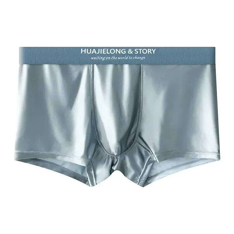 1/3PCS Men's Ice Silk Boxers Shorts Summer Satin-like Solid Underpants Cool Skin Friendly Breathable Mesh Crotch Male Underwear Z260312
