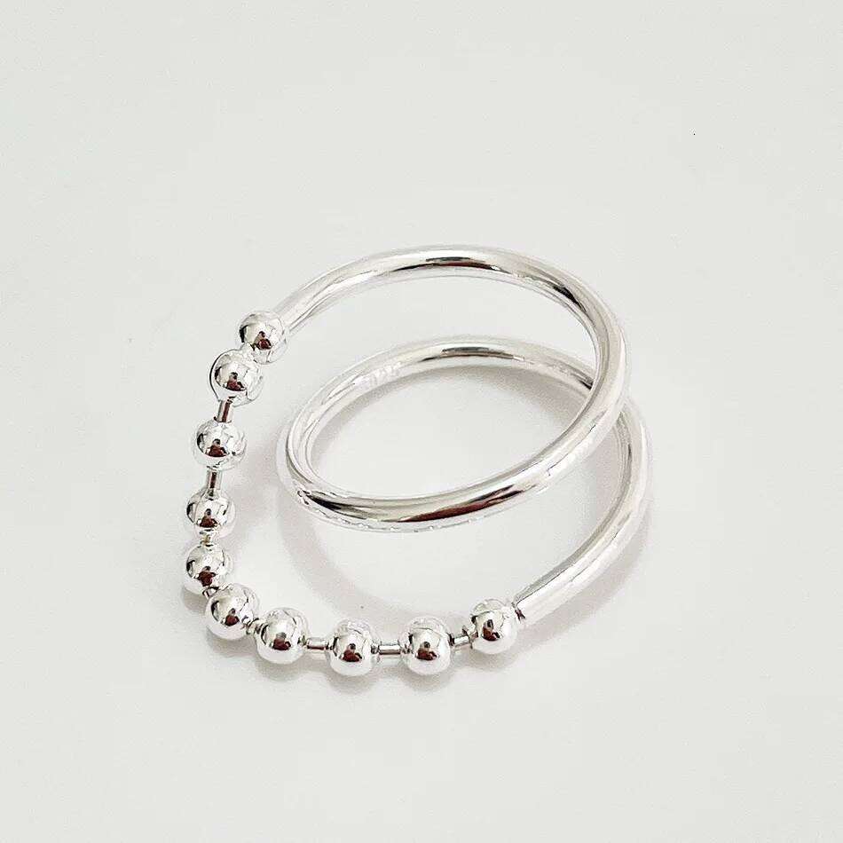 Solid 925 Sterling Open Chain Ball Rings For Women Gold Plated Trendy Retro Anillos Party Gifts Accessories H260312