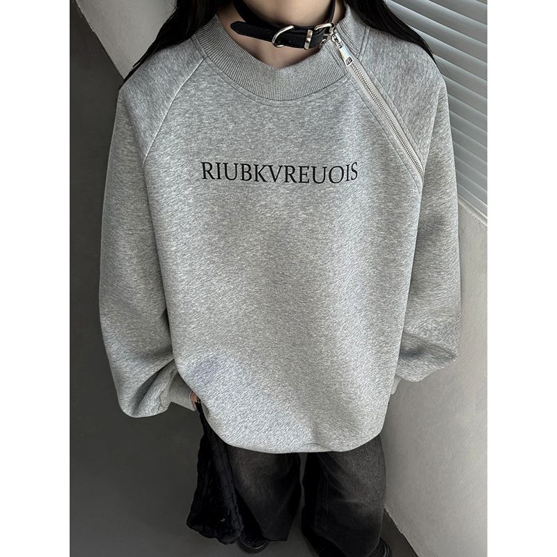 Oversize Designer Hoodie Sweatshirt For Men Autumn Off-shoulder Zipper Design Crew Neck Top High-end Cool Long Sleeve
