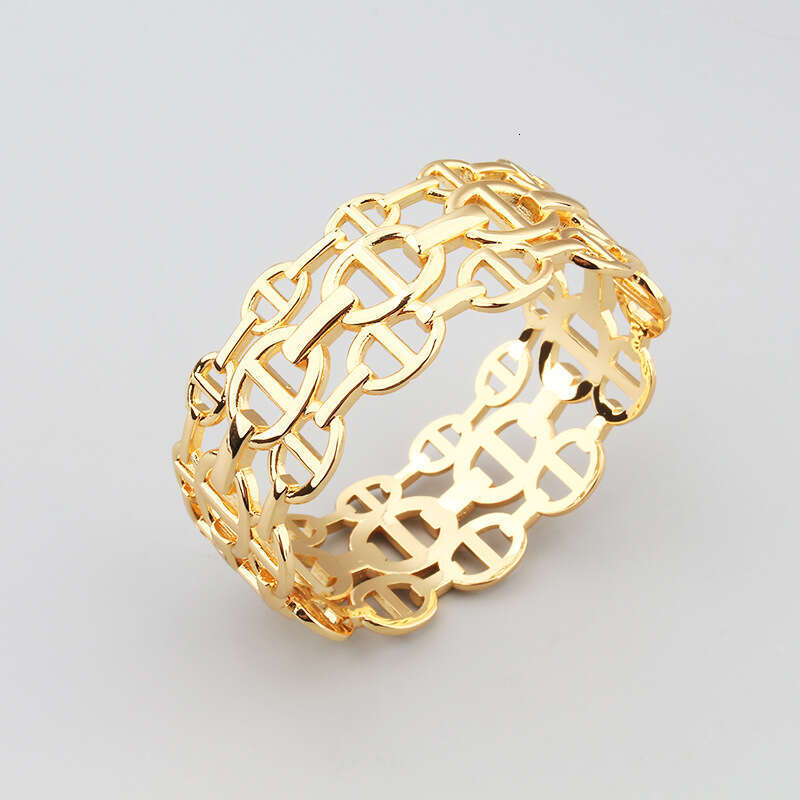 Women Jewelry Ring Band Rings European American Trendy Three-Layer Hollow Pig Nose Couple Bracelet Ring