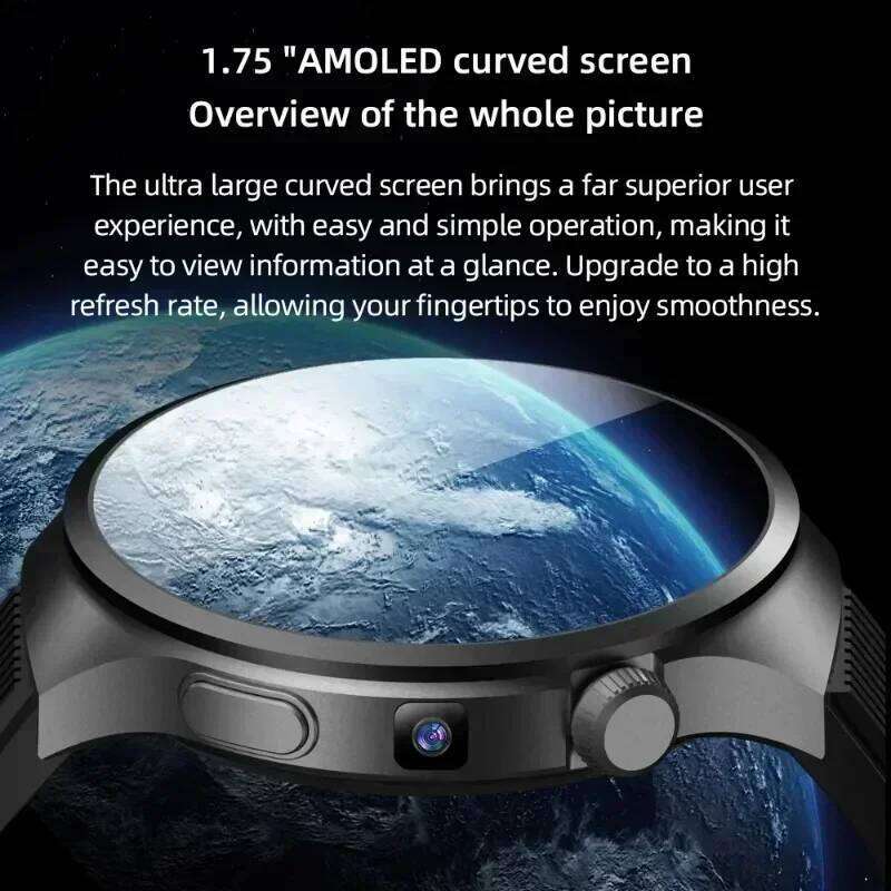 VP30 1.75" AMOLED Smartwatch, 4G Android 10 Watch with GPS, 500W HD Camera, Heart Rate/SpO2 Monitor, WiFi & International Calls