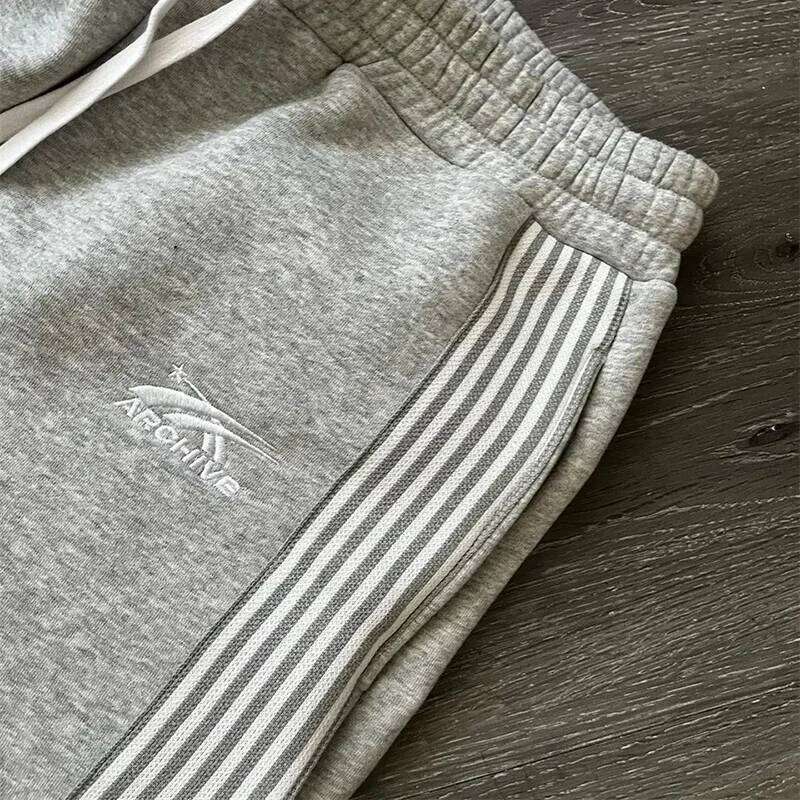 Hip-Hop Streetwear Men Casual Striped Sweatpants Spring Autumn Couple Baggy Elastic Waist Jogging Trousers High Street Pant