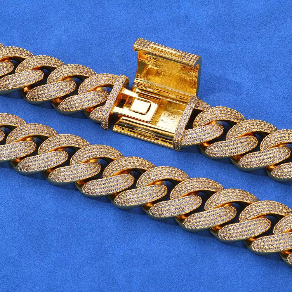 Mens 20mm S925 Silver Moissanite Bubble Cuban Chain Hip Hop Bracelet Personalized Cross-Border Jewelry