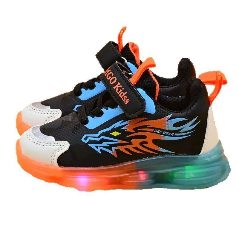 Fashion Girls' Sneaker 2025spring New Kids LED Light Anti Slip Boys Basketball Soft Soled Girls Casual Shoes Zapatos H260312
