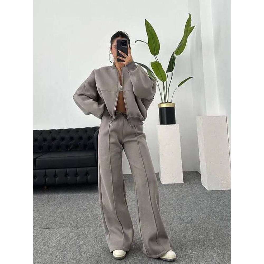 Casual Pants Suit 2025 Autumn Winter Cardigan Sweatshirts Sports Women Fashion Street Long-sleeved Jacket Trousers Two-piece Set C260312