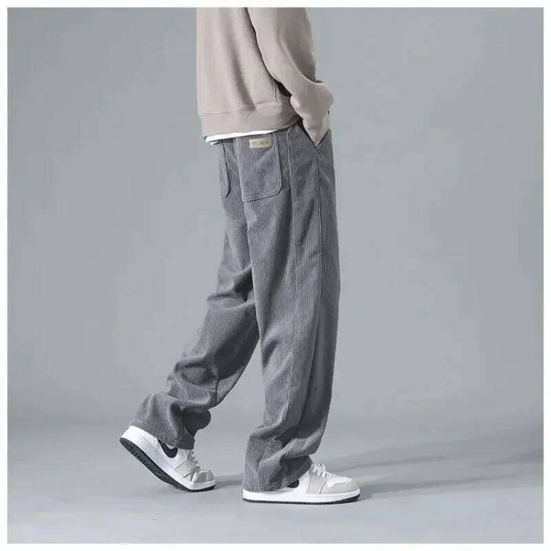 2024 Japanese Vintage Corduroy Casual Pants For Men Spring Autumn Straight-leg Workwear Trousers Style Trendy Brand Sweatpants